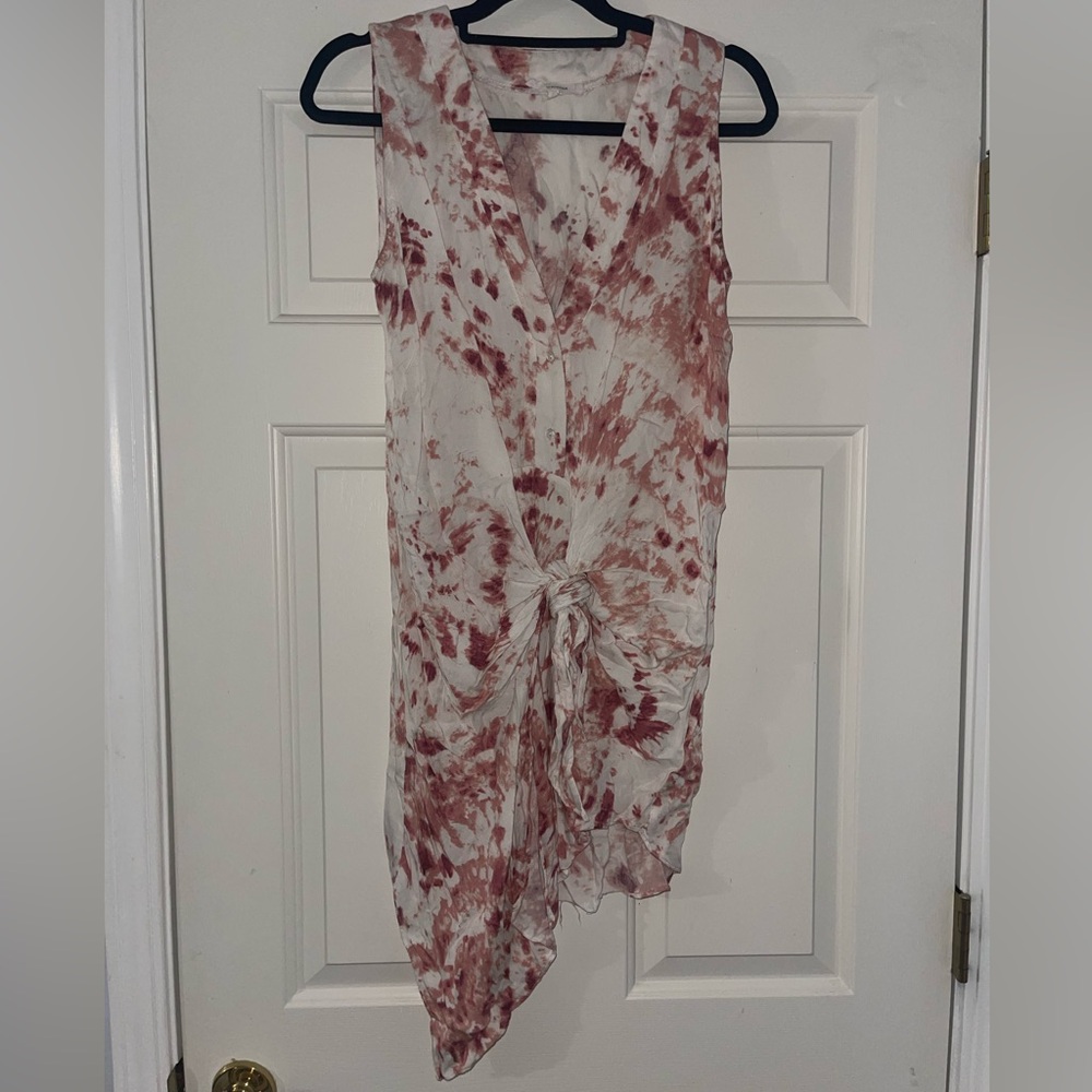 Olivaceous pink tie dye cover- up dress